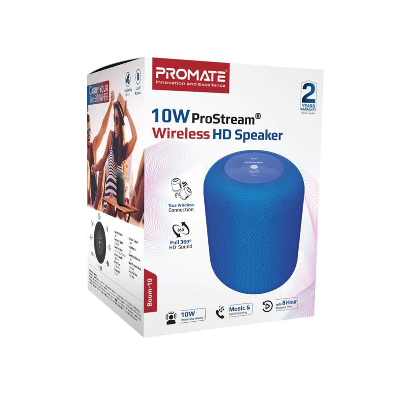 PROMATE Boom-10 BLUE 10W ProStream® Wireless HD Speaker