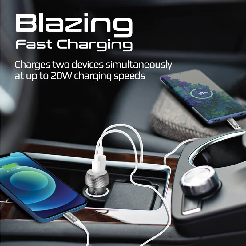 Promate DriveGear-20W Mini Car Charger Ultra Fast Charging 20W