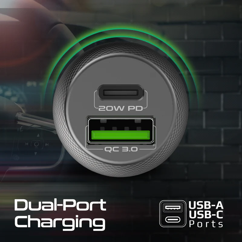 Promate DriveGear-20W Mini Car Charger Ultra Fast Charging 20W