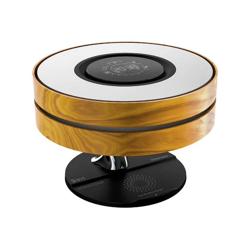 Promate Mirth 3-in-1 Contemporary Designed Desk Lamp Bluetooth Speaker with Qi Wireless Charger