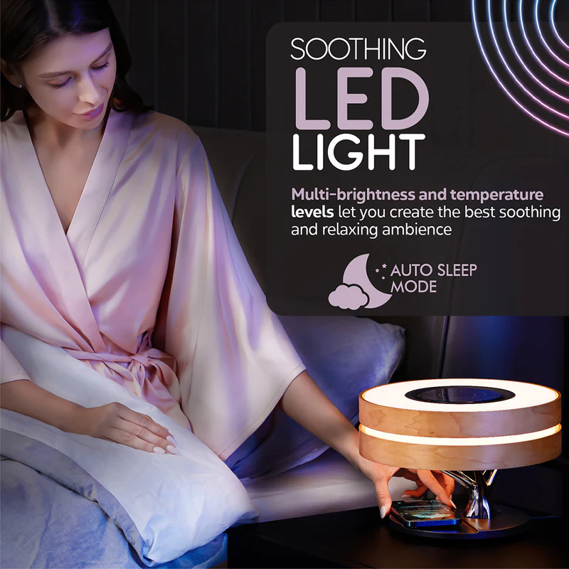Promate Mirth 3-in-1 Contemporary Designed Desk Lamp Bluetooth Speaker with Qi Wireless Charger