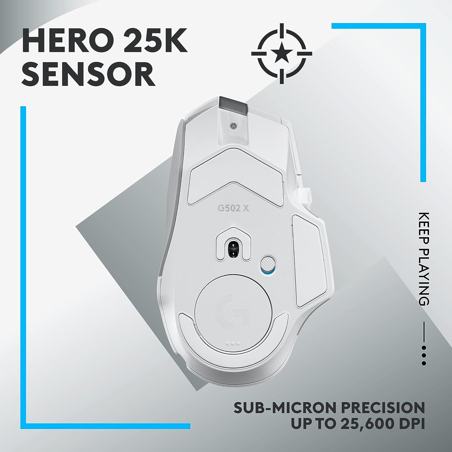 Logitech G502 X Lightspeed - LIGHTFORCE , HERO 25K - White Wireless Gaming Mouse