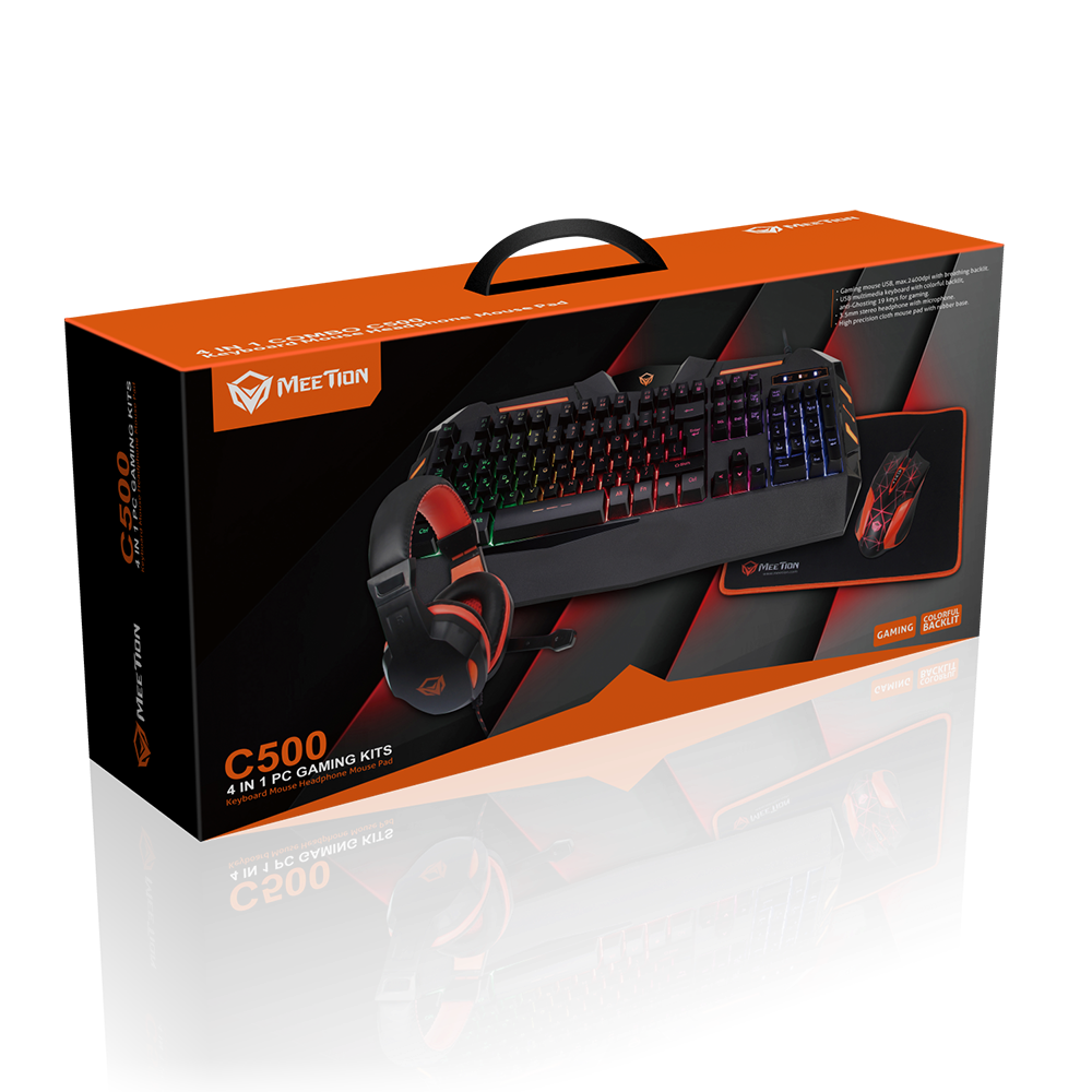 MEETION 4 IN 1 GAMING KIT C500 (KEYBOARD+MOUSE+HEADSET+PAD)