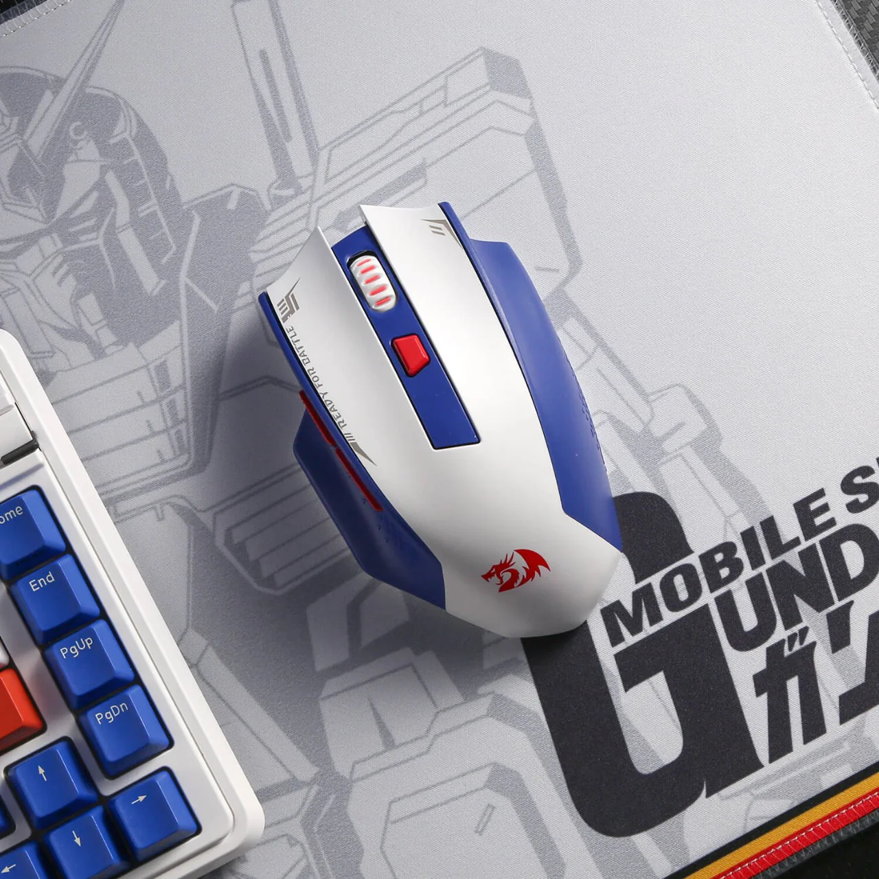 Redrago Woki M994WBR Superlight 60g Wireless Gaming Mouse - White/Blue