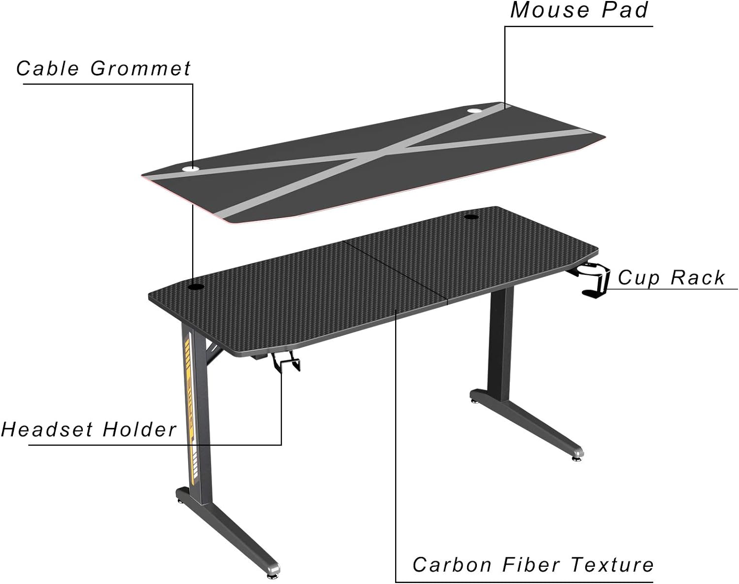 Gaming Desk Computer YT-TF-1 (Gaming Table) With Full Cover Mouse Pad 750*140*650MM