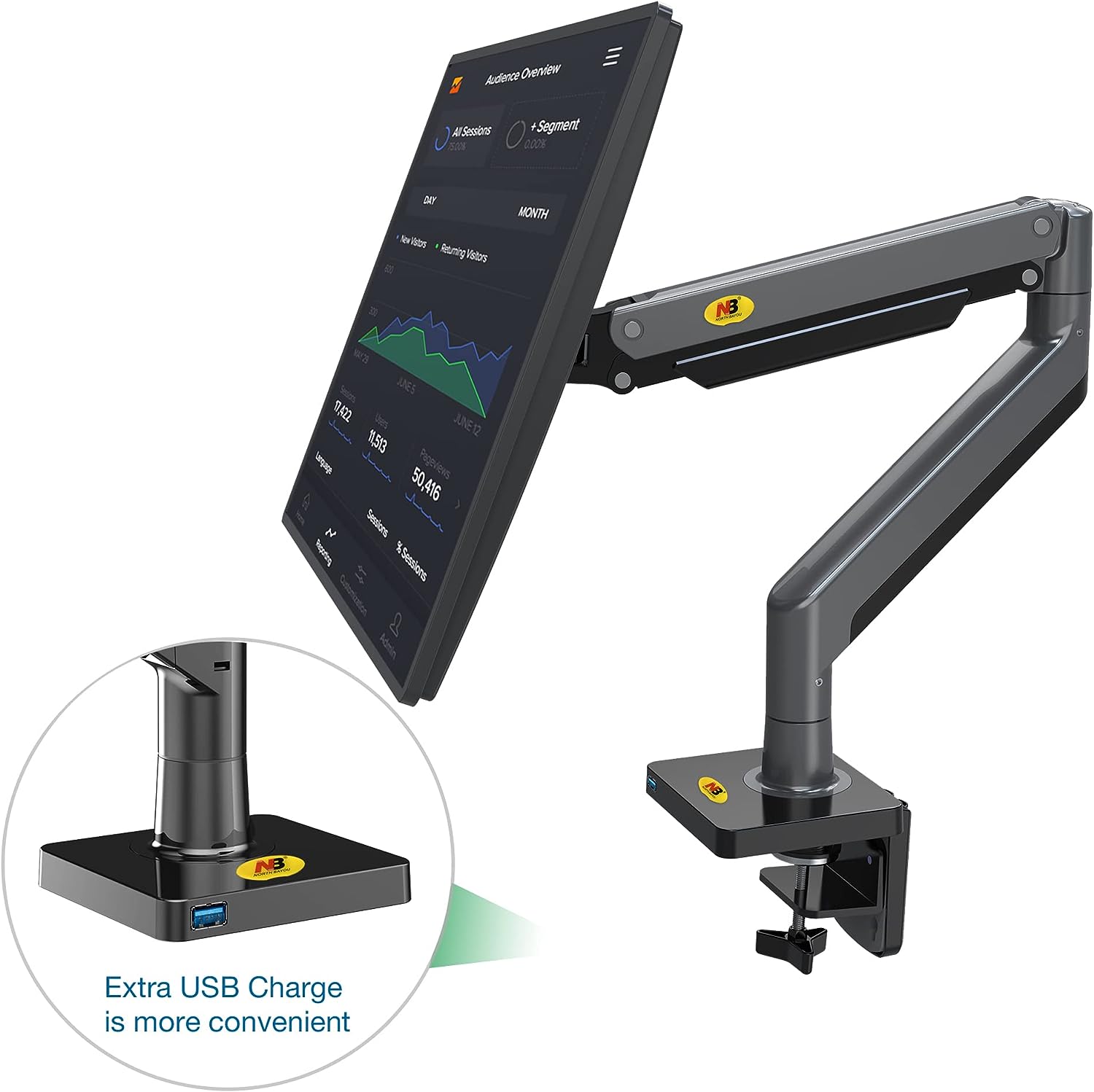 NB North Bayou G40 Monitor Arm Full Motion for 22''-40'' Monitor Stand