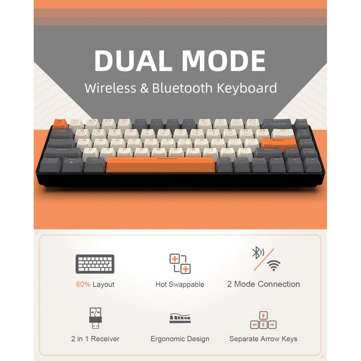 ZIYOULANG K68 Wireless 68 Keys Mechanical Gaming Keyboard,