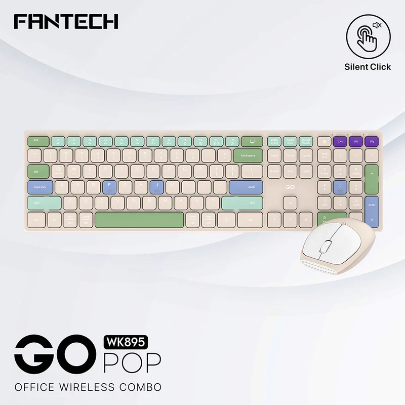 Fantech GO Pop WK895 Wireless Combo Kit Keyboard & Mouse - Black