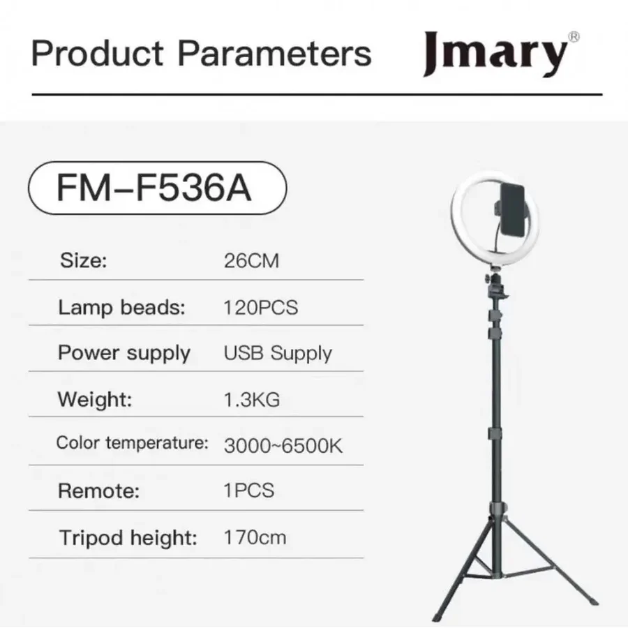 Jmary Ring Light with stand - Black