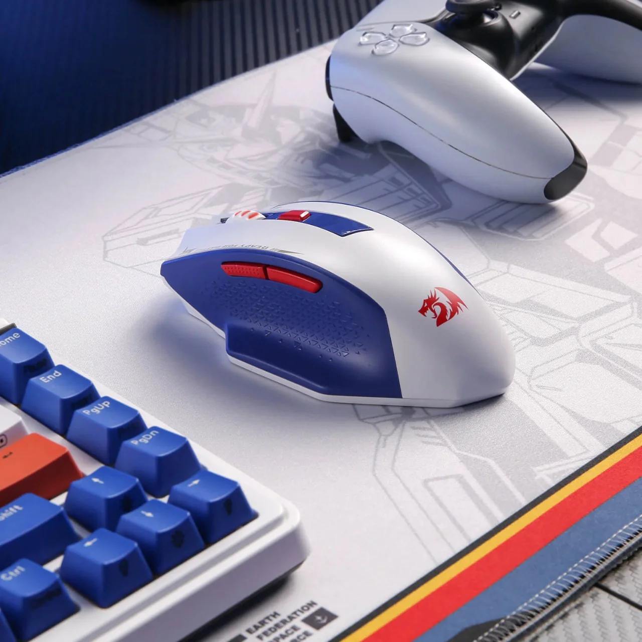 Redrago Woki M994WBR Superlight 60g Wireless Gaming Mouse - White/Blue