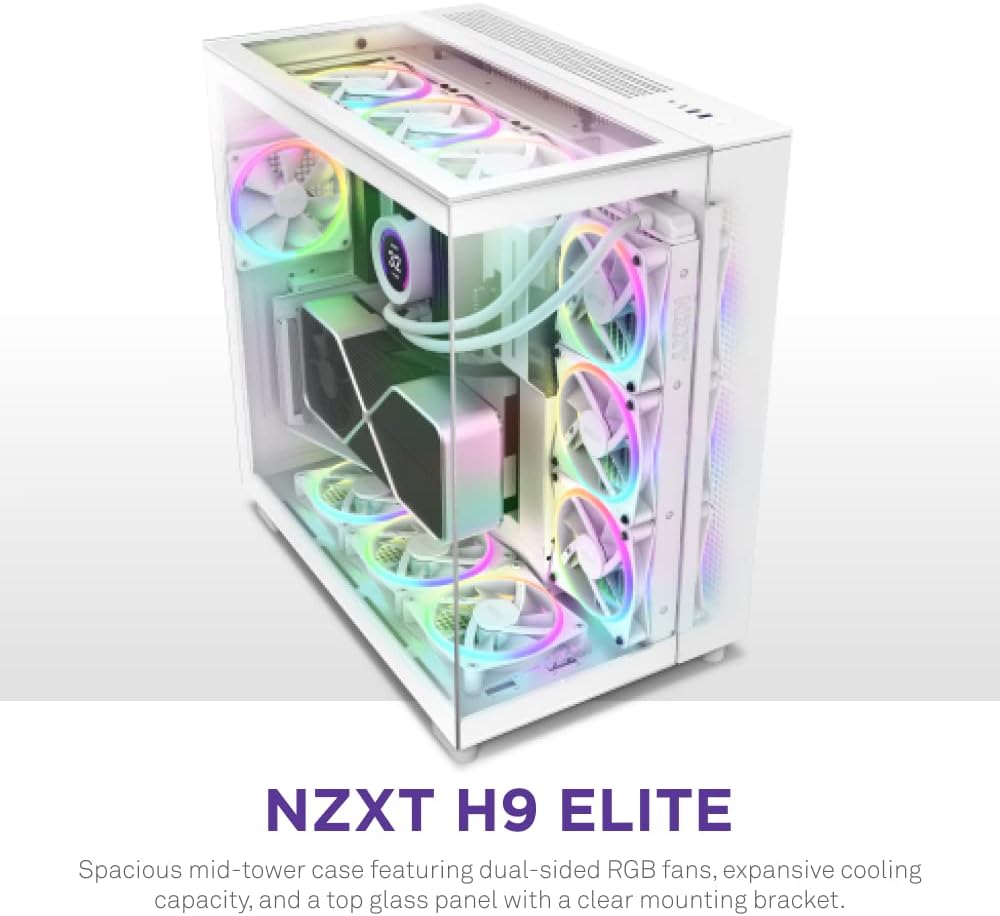 NZXT H9 Elite Premium Dual-Chamber Mid-Tower Tempered Glass Gaming Case