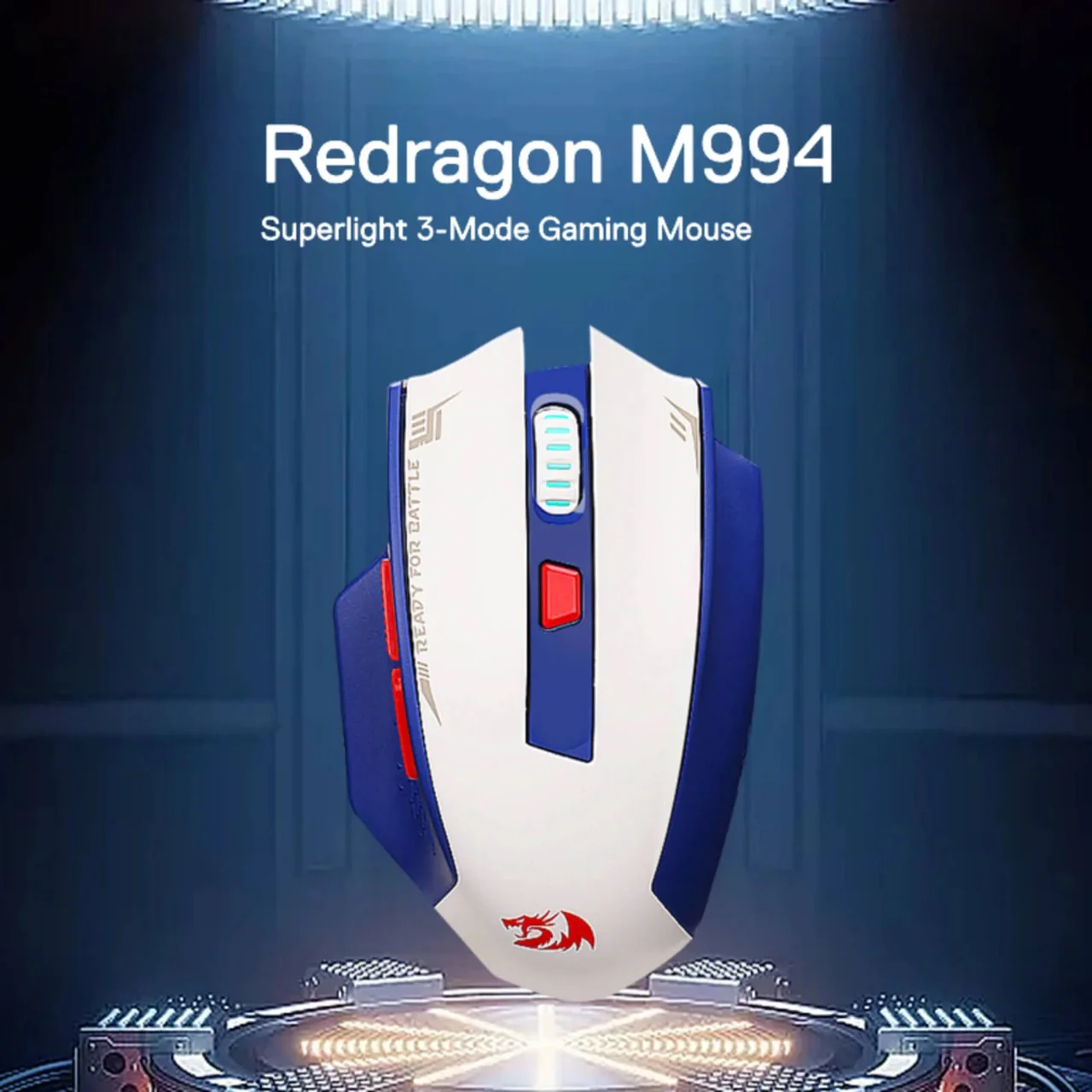 Redrago Woki M994WBR Superlight 60g Wireless Gaming Mouse - White/Blue