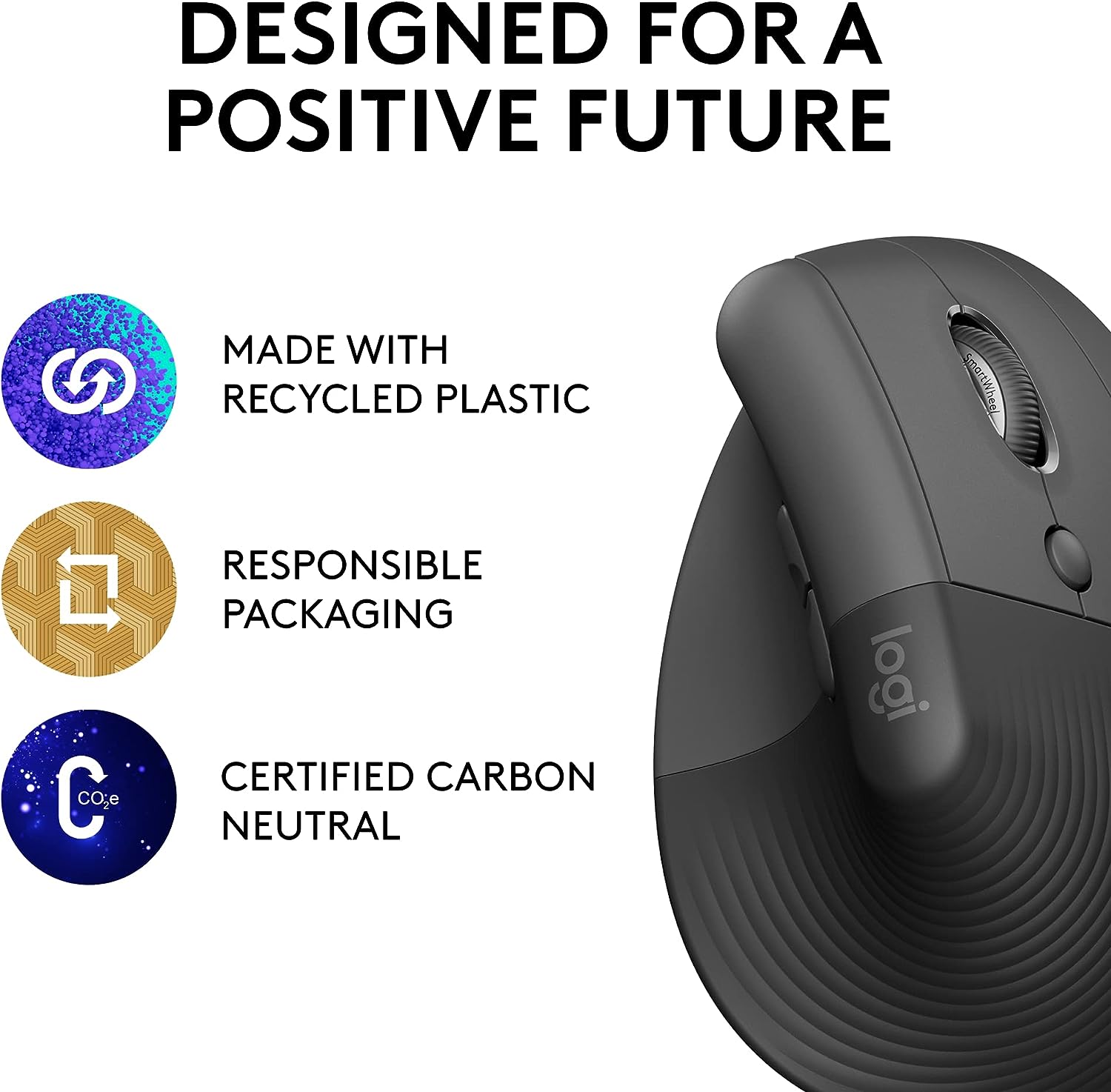 Logitech Lift Wireless Vertical Ergonomic Mouse for Business