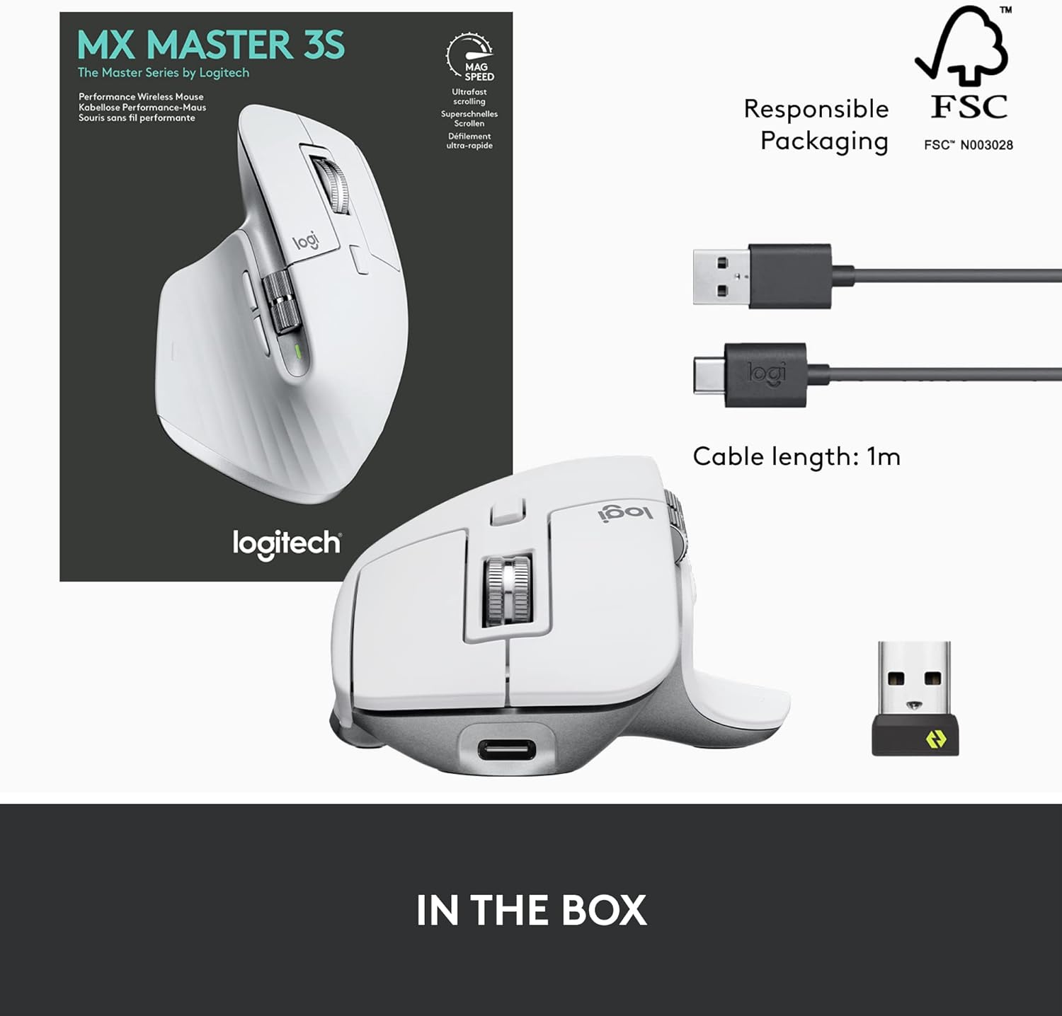 Logitech MX Master 3S Wireless Performance Mouse - White