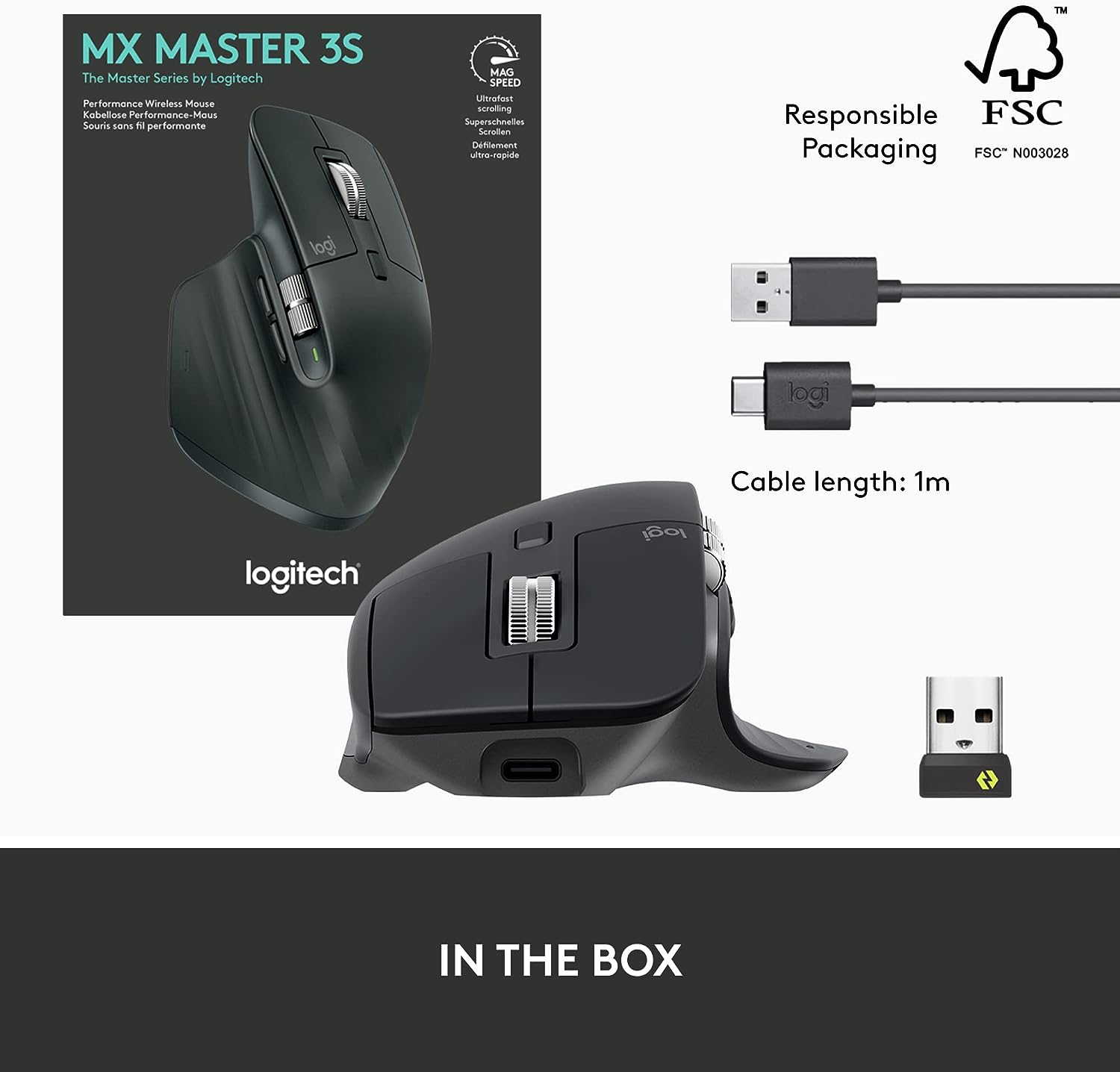 Logitech MX Master 3S - Wireless Performance Mouse - Black