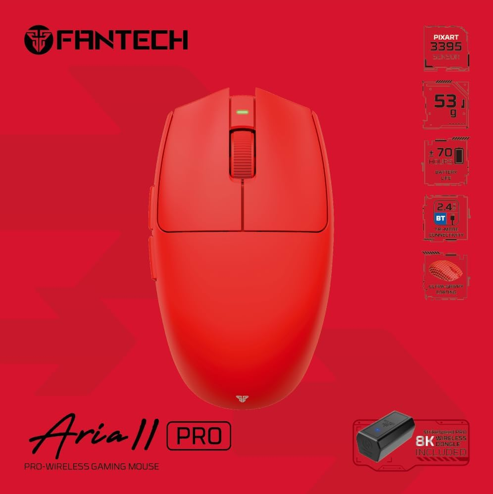 Fantech ARIA XD7V2 Wireless Gaming Mouse - Red