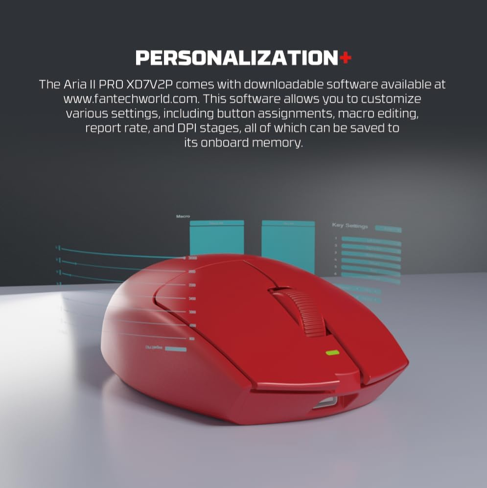 Fantech ARIA XD7V2 Wireless Gaming Mouse - Red