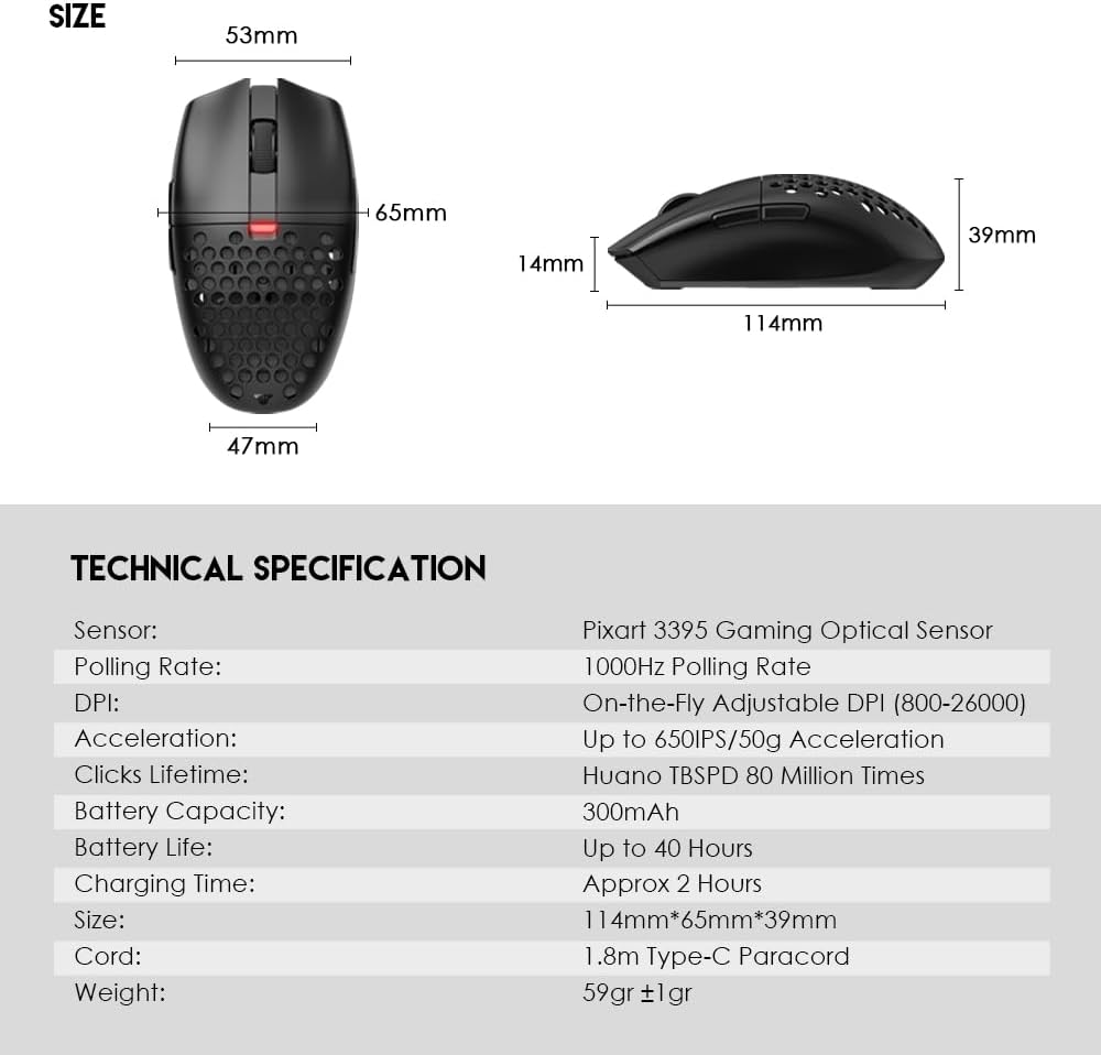 Fantech ARIA XD7E Wireless Gaming Mouse - Black