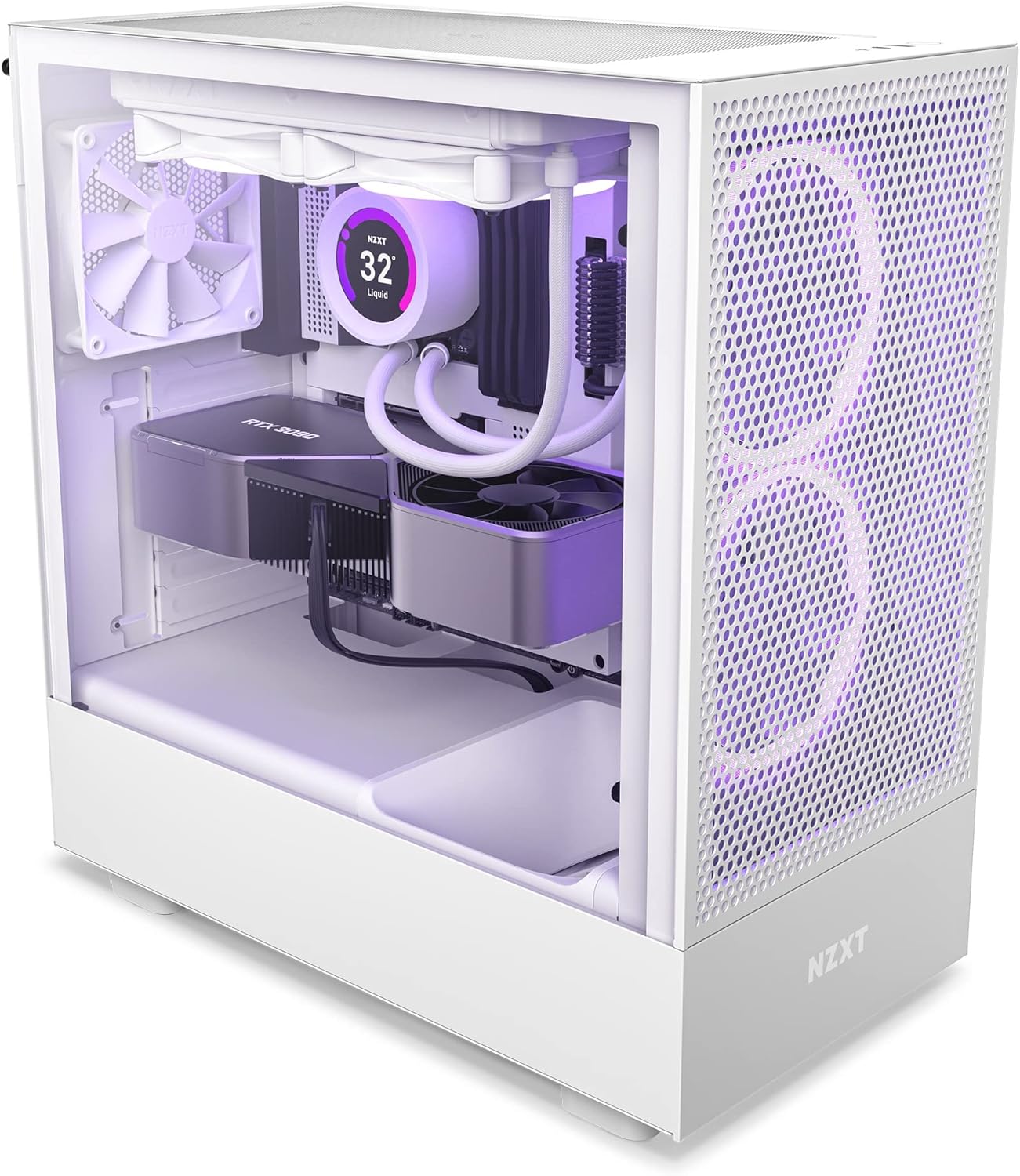 NZXT H5 Flow RGB ATX Tempered Glass Mid Tower (WHITE) Gaming Case
