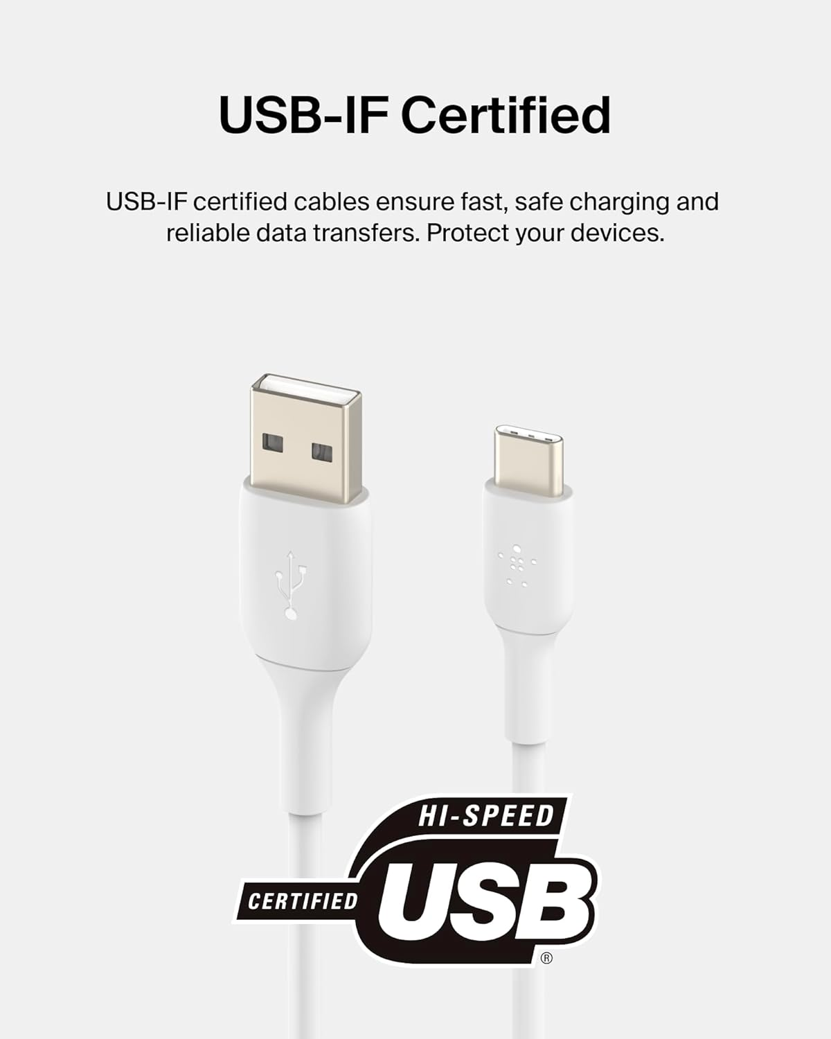 Belkin Boost Charge USB-A to USB-C Cable, 1M - White