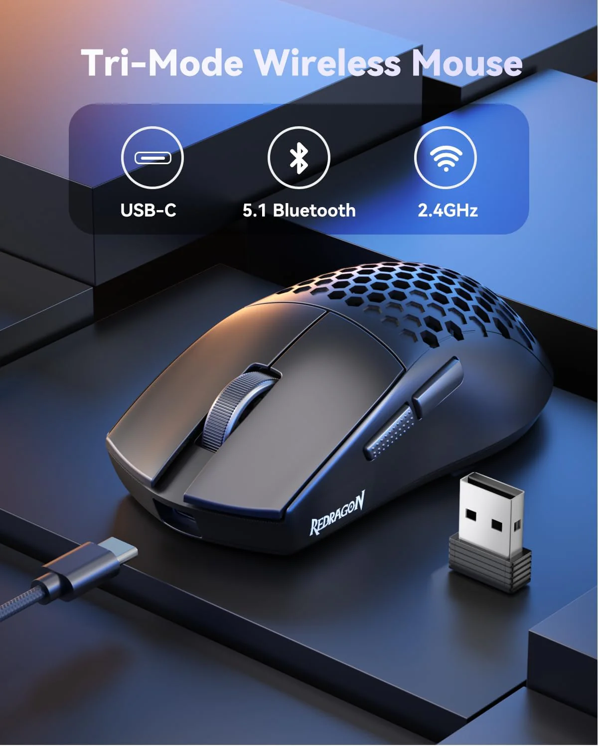 Redragon M725-LIT Astrolabe Lite 3-Modes Light Weight Gaming Mouse