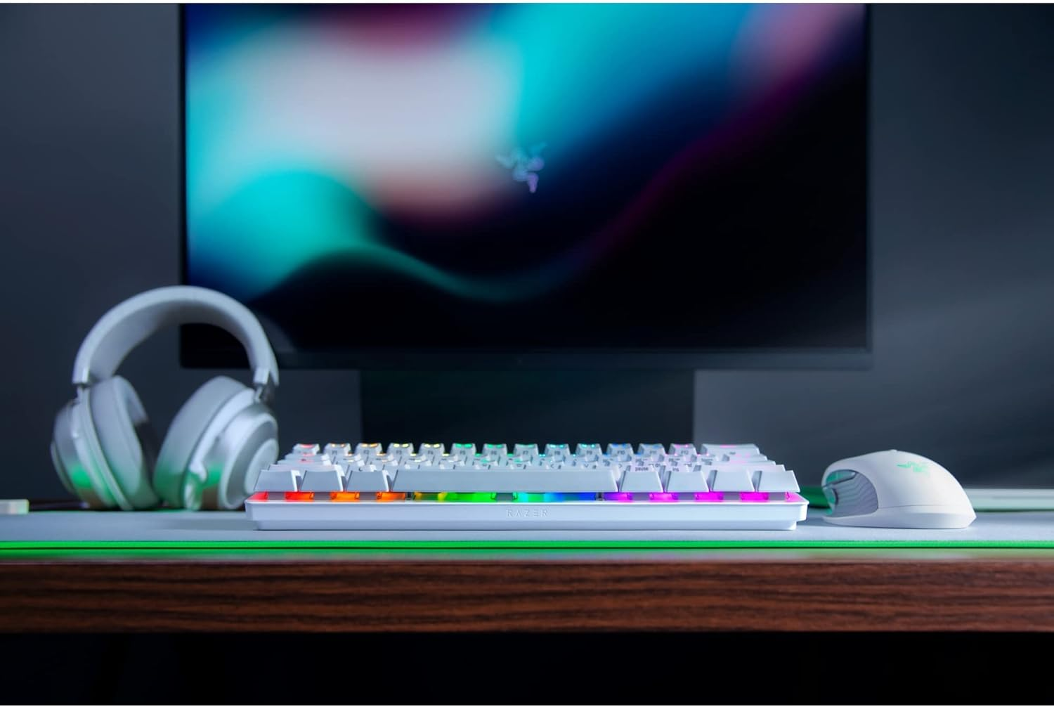 Razer Huntsman Mini 60% Clicky Optical-Mechanical (Purple Switch) Gaming Keyboard - Mercury White