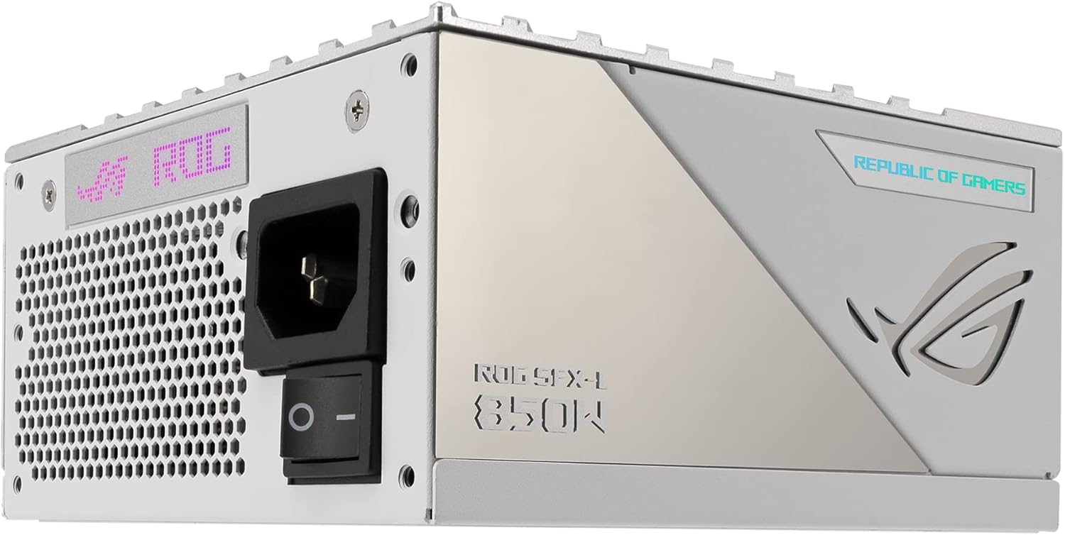 ASUS ROG Loki SFX-L 850W Power Supply Unit, 80 Plus Platinum, Fully Modular, PCIe Gen 5.0, 120mm ARGB-Illuminated Fan White