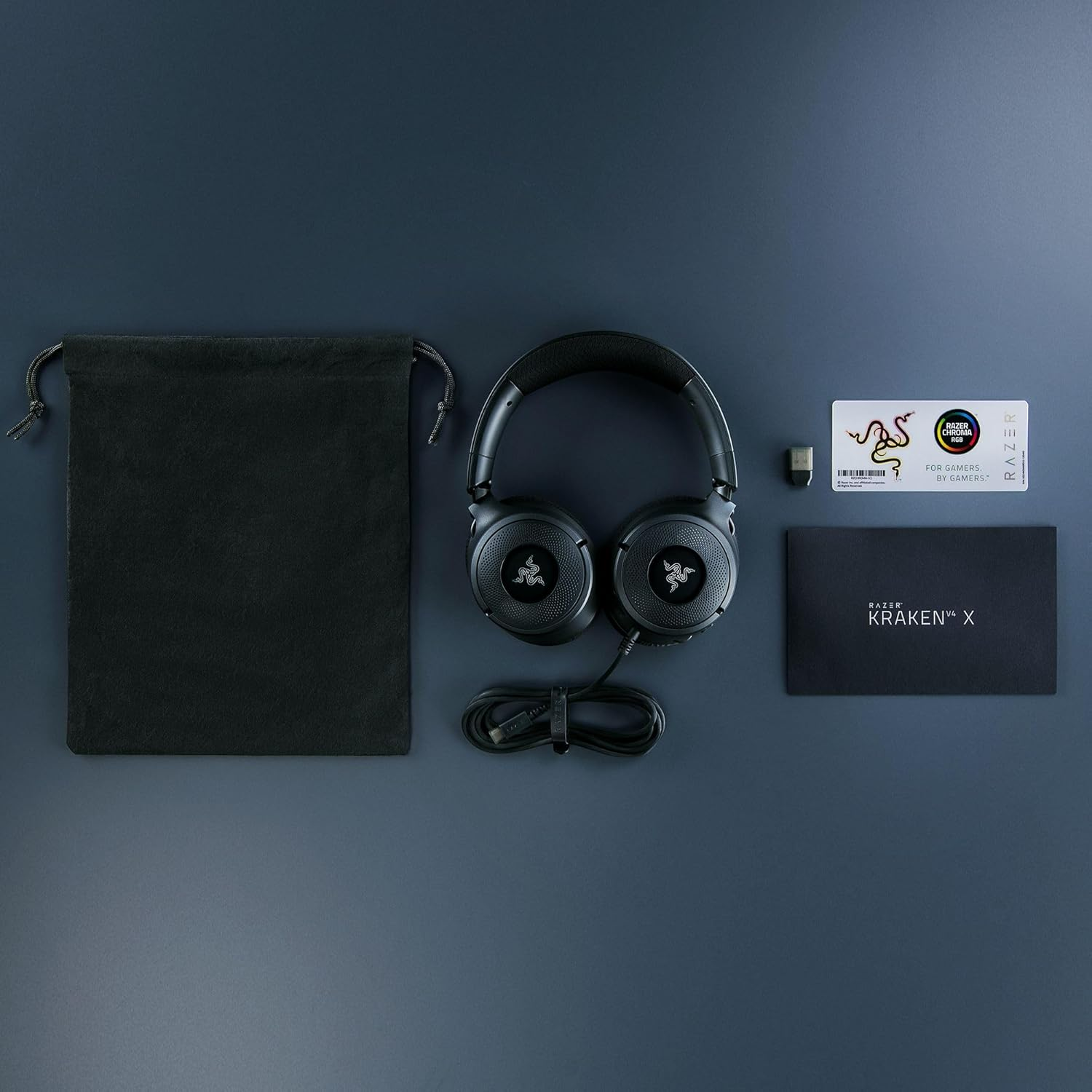 Razer Kraken V4 X Wired 40mm Drivers Cardioid Mic Memory Foam Cushions Chroma RGB Lighting Type C & Type A Cable Headset