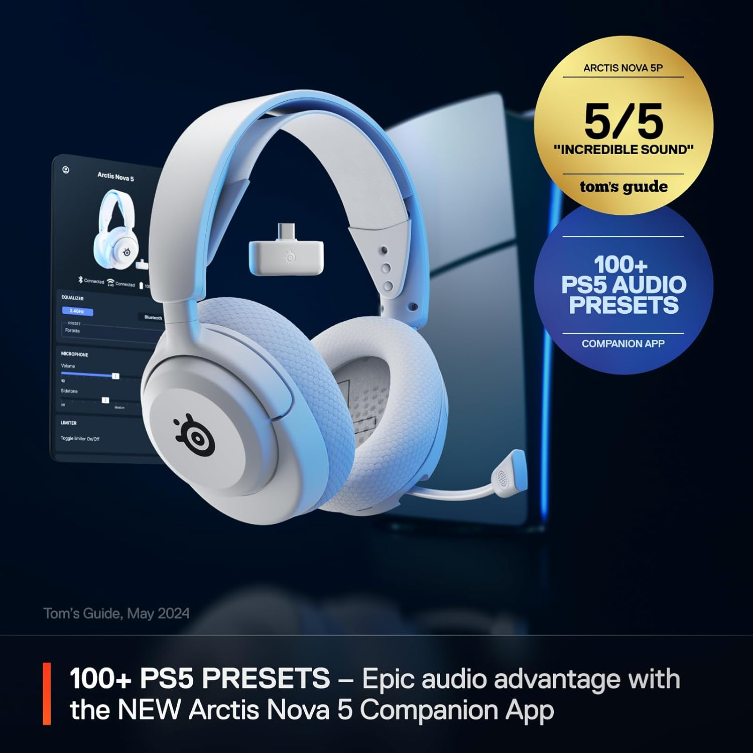 SteelSeries Arctis Nova 5P Wireless Multi-System Gaming Headset - White