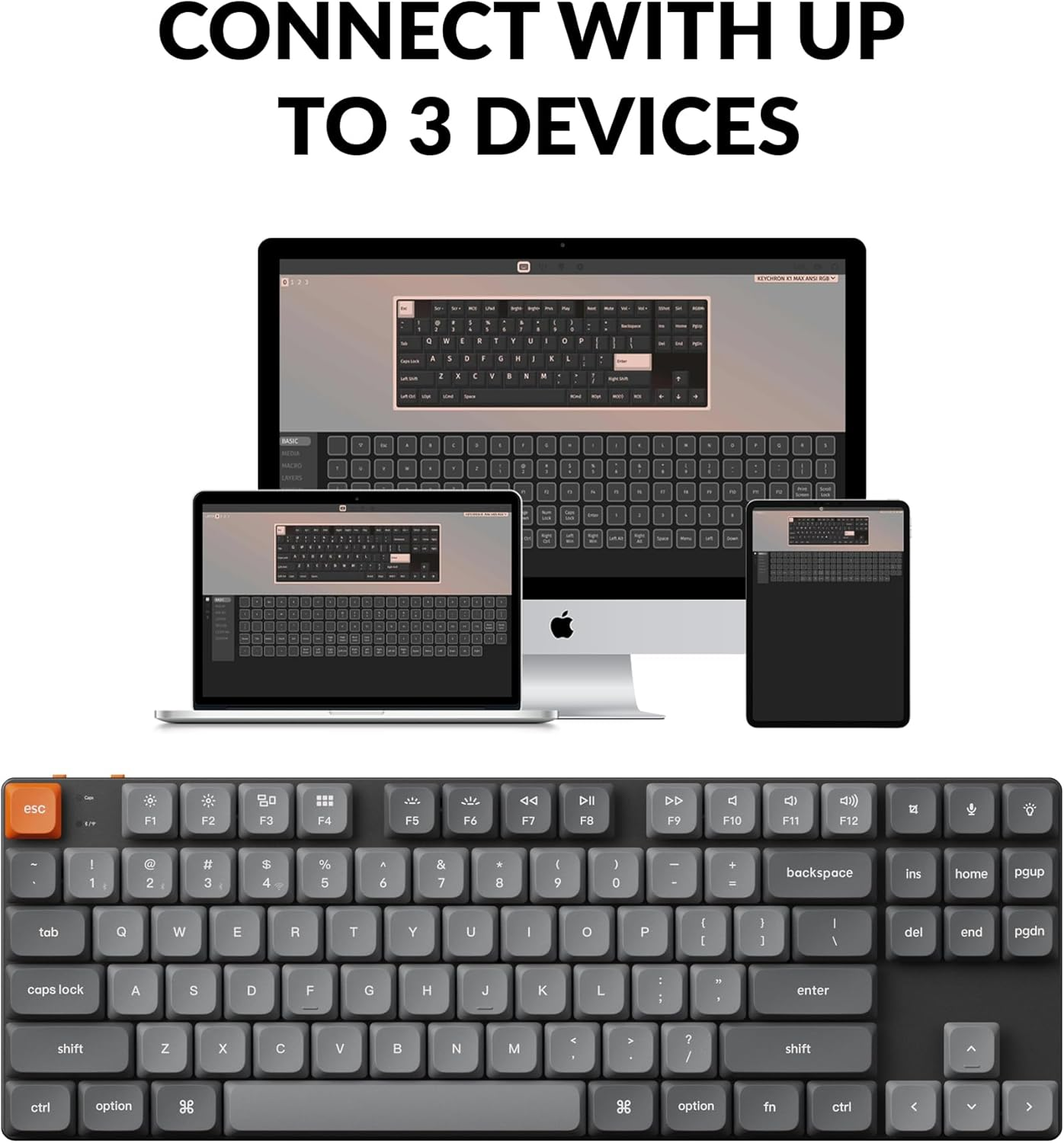 Keychron K1 Max Swappable Gateron RGB Backlight Red Switch Low profile Wireless Keyboard