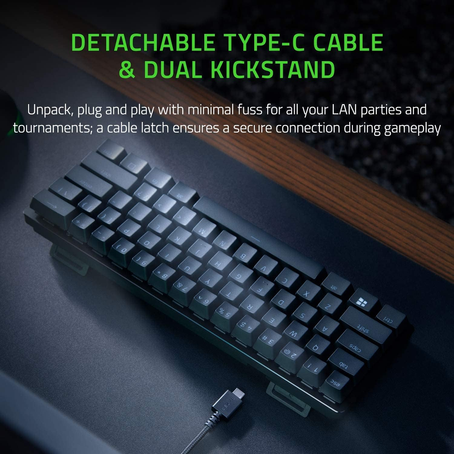Razer Huntsman Mini 60% Clicky Optical-Mechanical (Purple Switch) Gaming Keyboard - Black