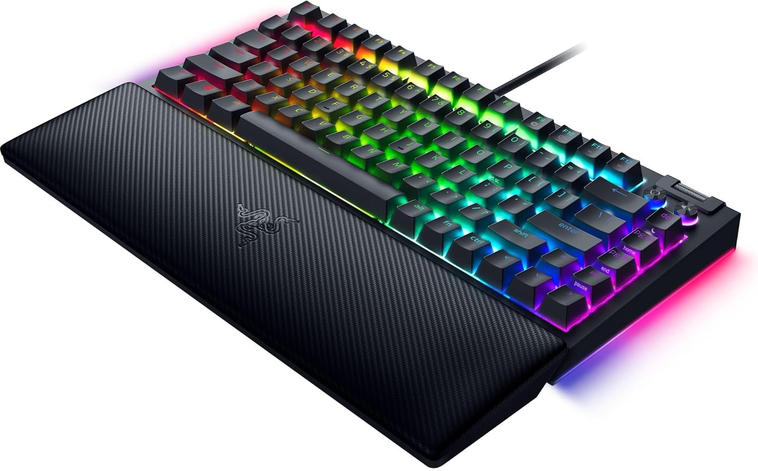 Razer BlackWidow V4 75% Mechanical Hot-swappable Compact & Durable Chroma MF Roller & Media Keys Wrist Rest Orange Tactile Switches - Black