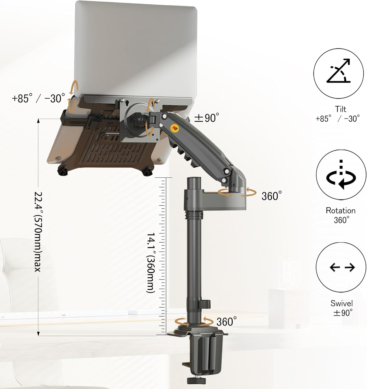 NB North Laptop Mount Tray For Monitor Arms