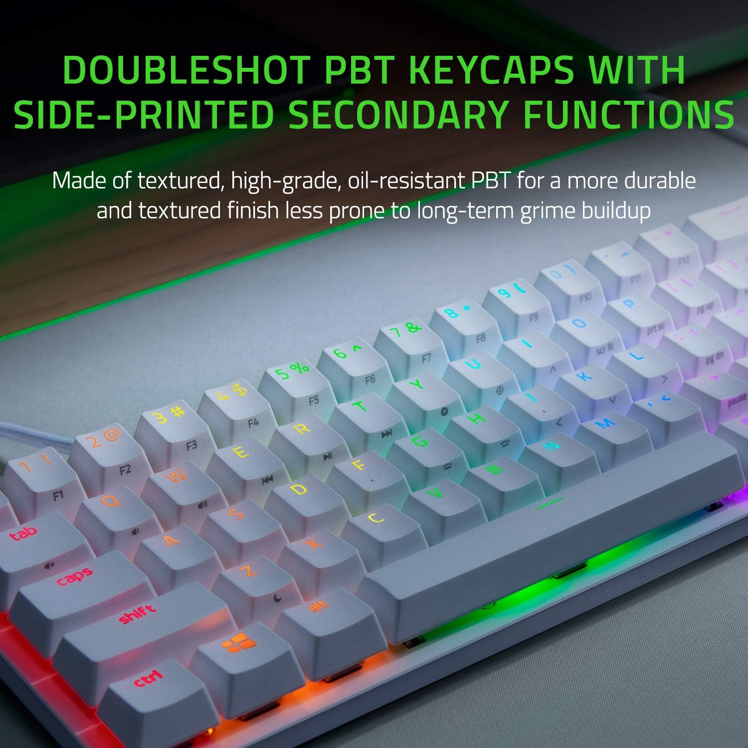 Razer Huntsman Mini 60% Clicky Optical-Mechanical (Red Switch) Gaming Keyboard - Mercury white