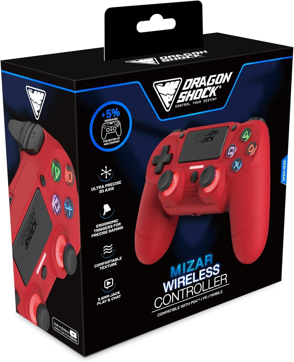 Mizar Dragonshock PS4 Wireless Controller Red