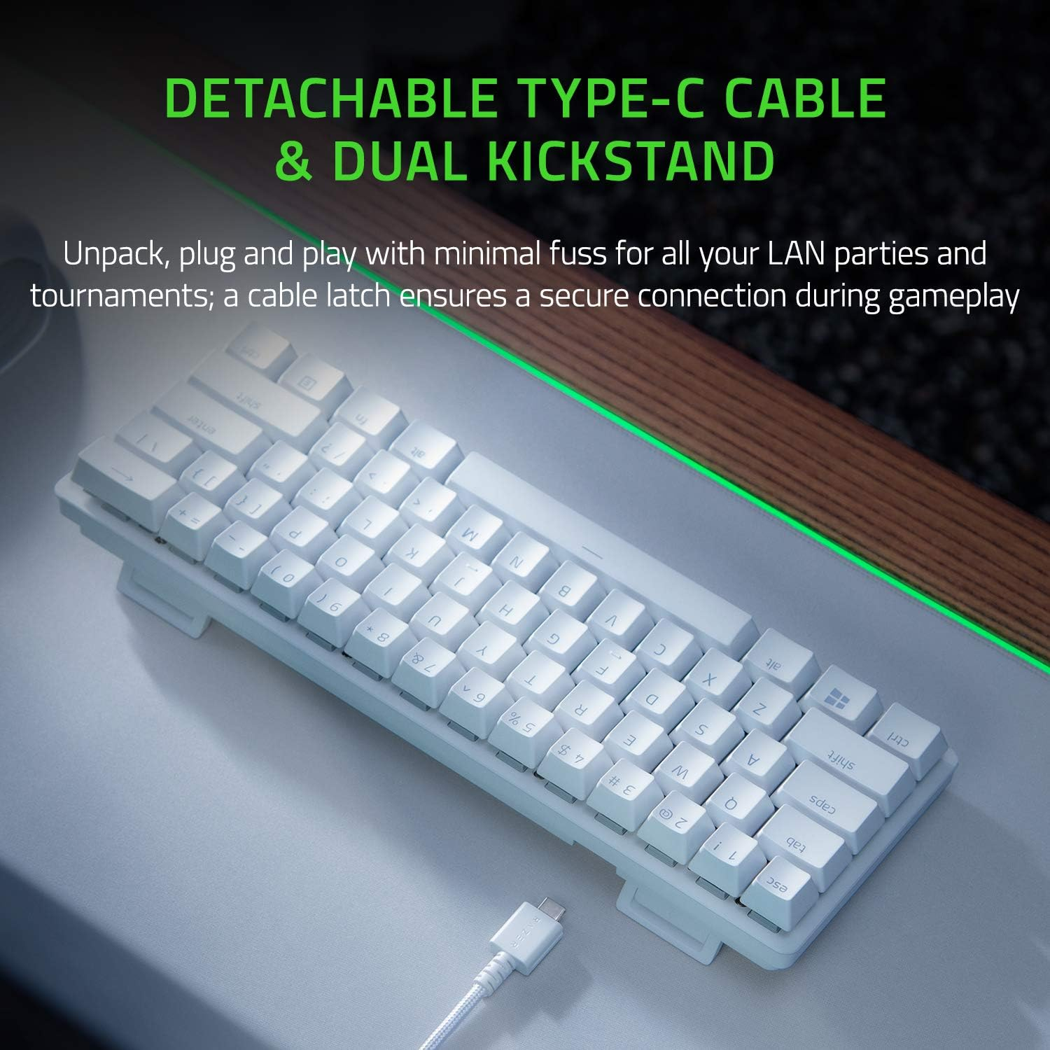 Razer Huntsman Mini 60% Clicky Optical-Mechanical (Red Switch) Gaming Keyboard - Mercury white