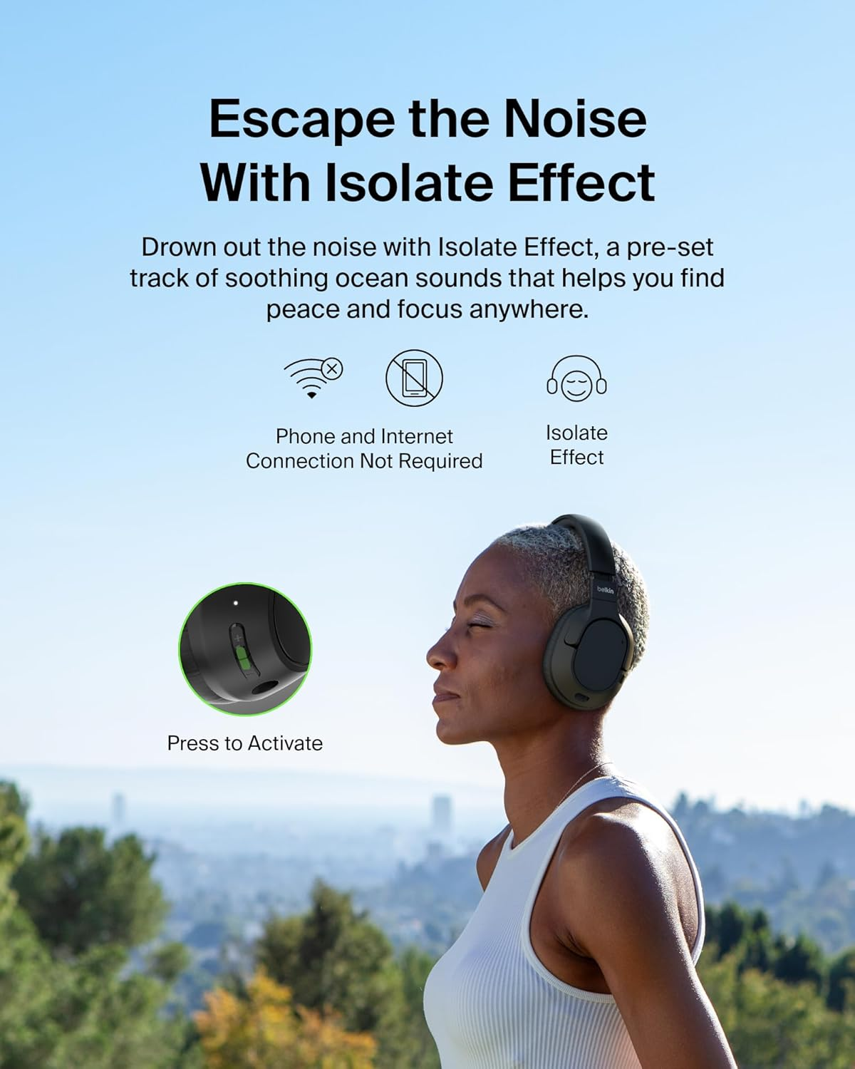 Belkin Soundform Isolate Noise Cancelling Headphones - Black