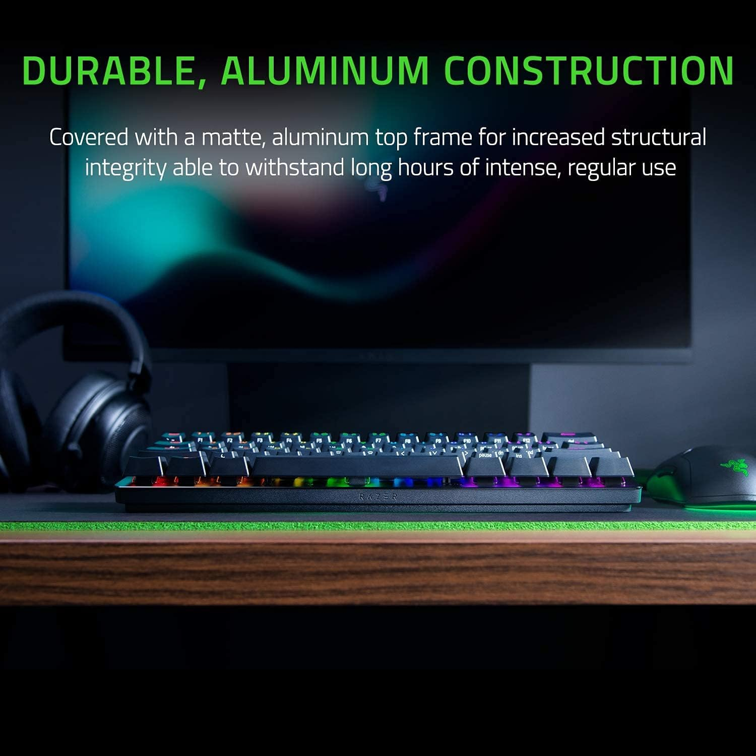 Razer Huntsman Mini 60% Clicky Optical-Mechanical (Purple Switch) Gaming Keyboard - Black