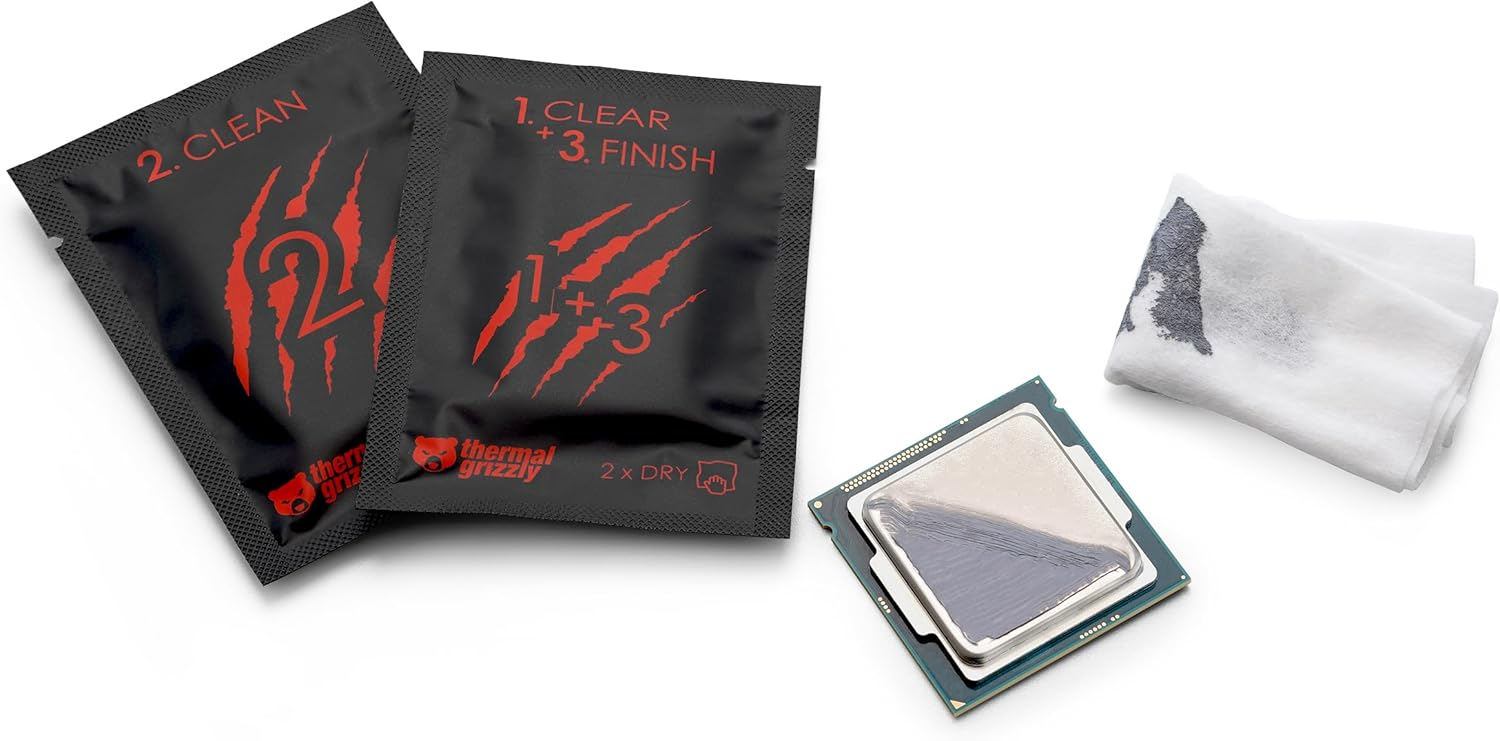 Thermal Grizzly Cleaning Wipes 10 Packs, Cleaning Cloths For Surfaces w/ Thermal Conductive Materials