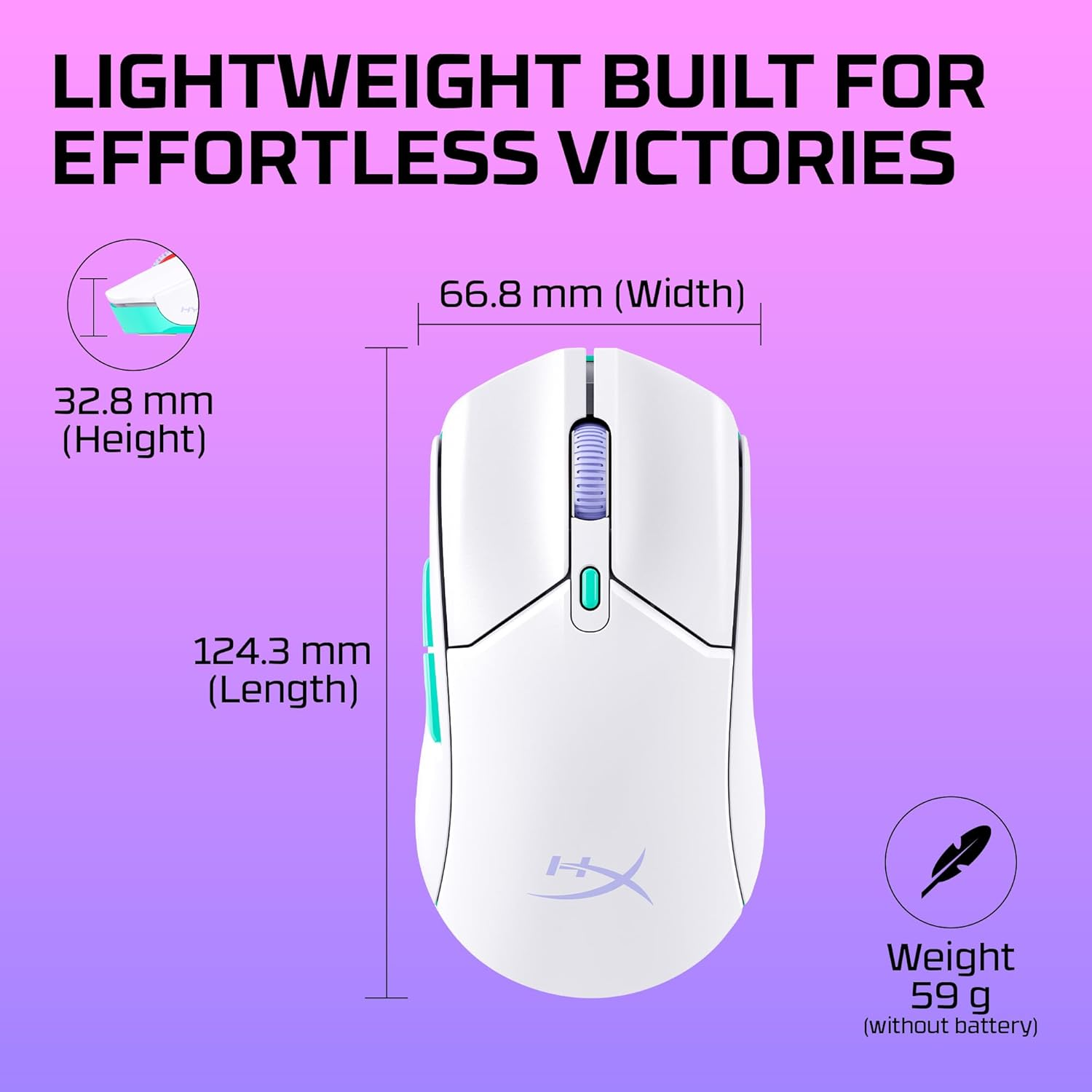 HyperX Pulsefire Haste 2 Core Wireless & Bluetooth Gaming Mouse - White