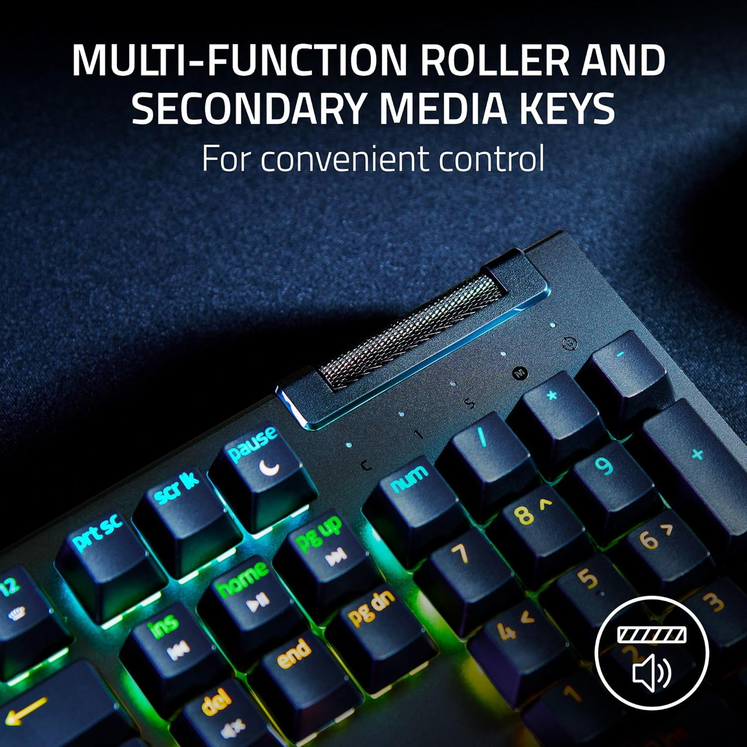 Razer BlackWidow V4 X Tactile & Clicky 6 Macro Keys Doubleshot ABS Keycaps Media Controls Sound Dampening & Stabilizers AR/EN Layout - Green Switch