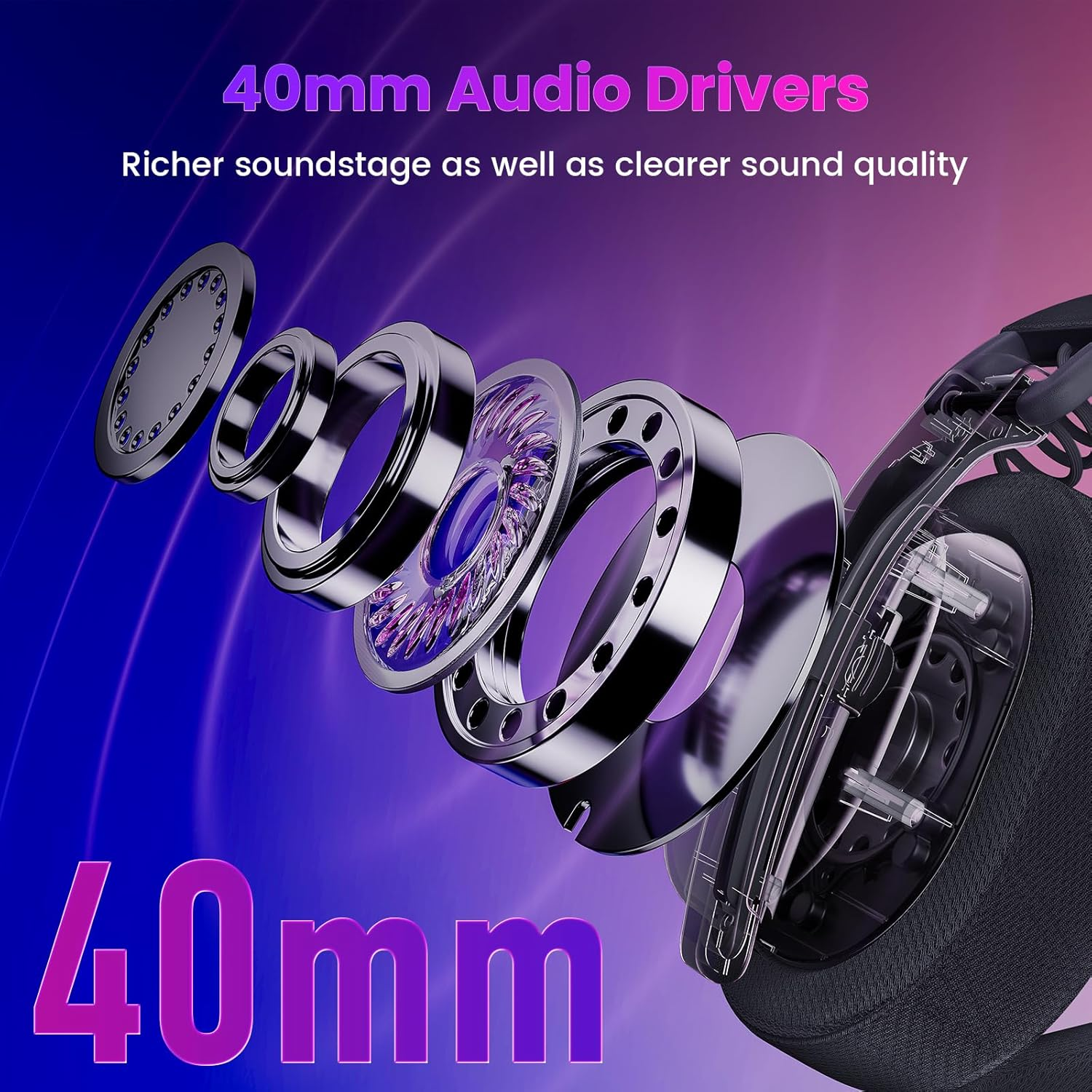 Redragon H888 LUCE Wireless Gaming Headset with 7.1 Surround Sound 3-Mode Gaming Headphones