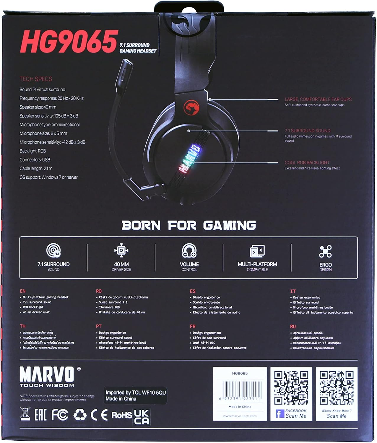 Marvo SCORPION HG9065 7.1 Wired Gaming Headset With Virtual Surround Sound