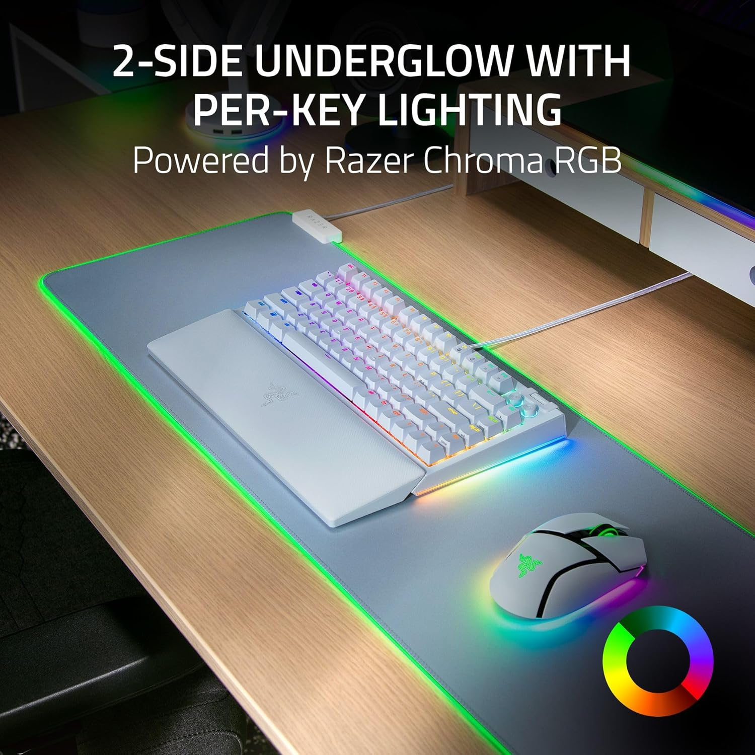 Razer BlackWidow V4 75% Mechanical Hot-swappable Compact & Durable Chroma MF Roller & Media Keys Wrist Rest Orange Tactile Switches - White