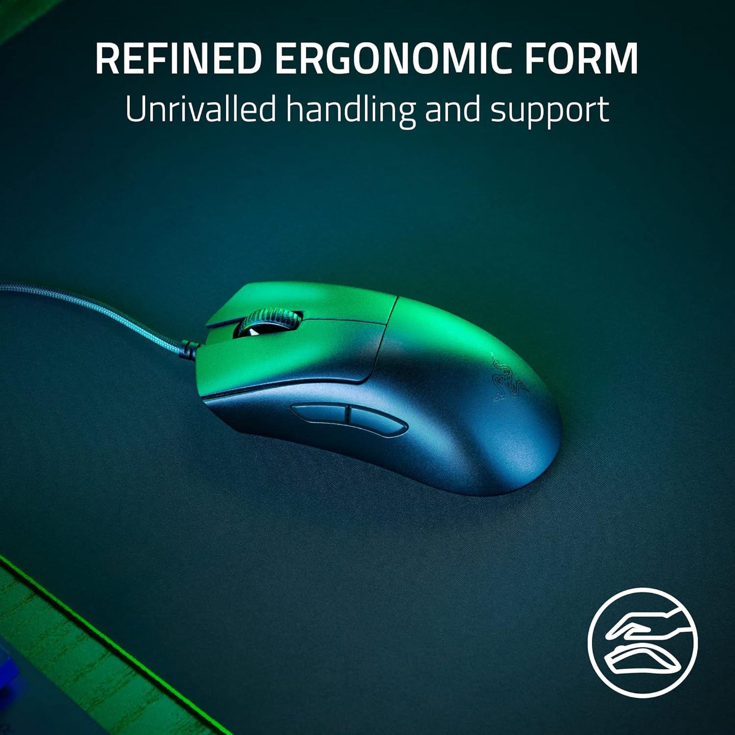 Razer DeathAdder V3 Wired 59g Lightweight 30K Optical Sensor Gen-3 Fast Optical Switches 8KHz Hyper Polling 6 Buttons Speedflex Cable - Black