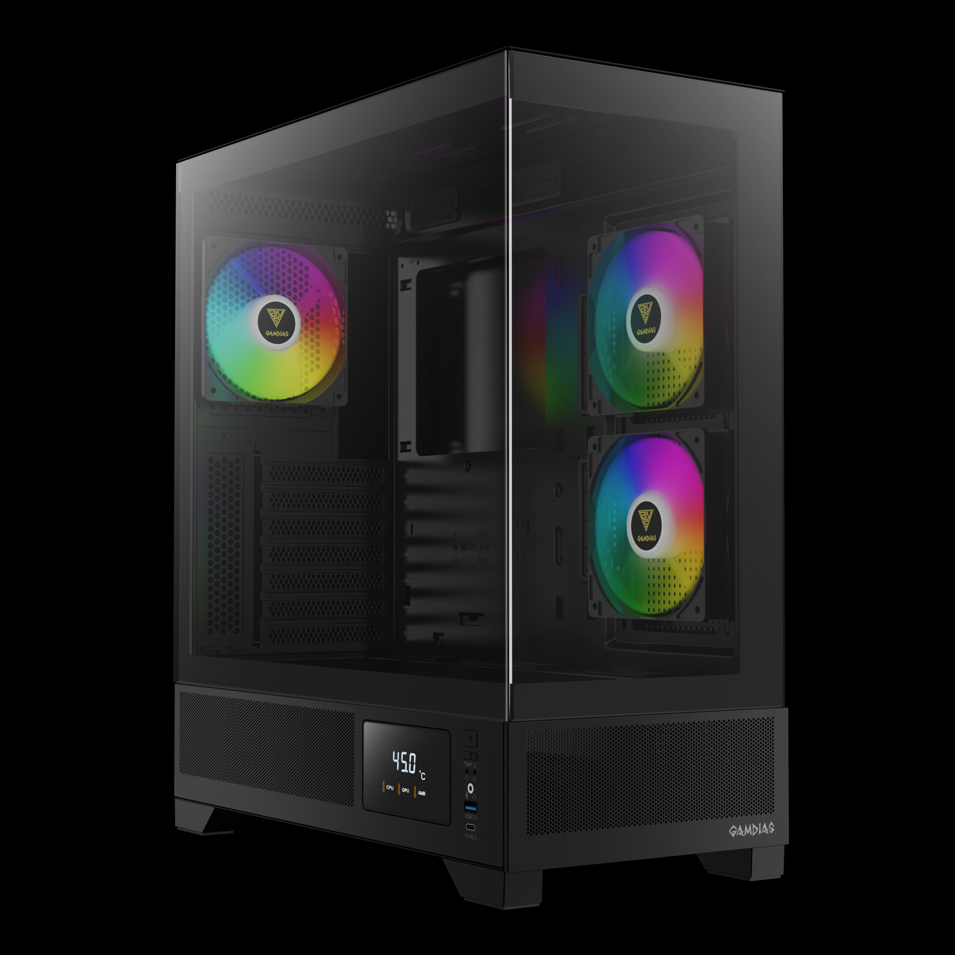 GAMDIAS ATLAS M1 ARGB Mid Tower Gaming Case - Black