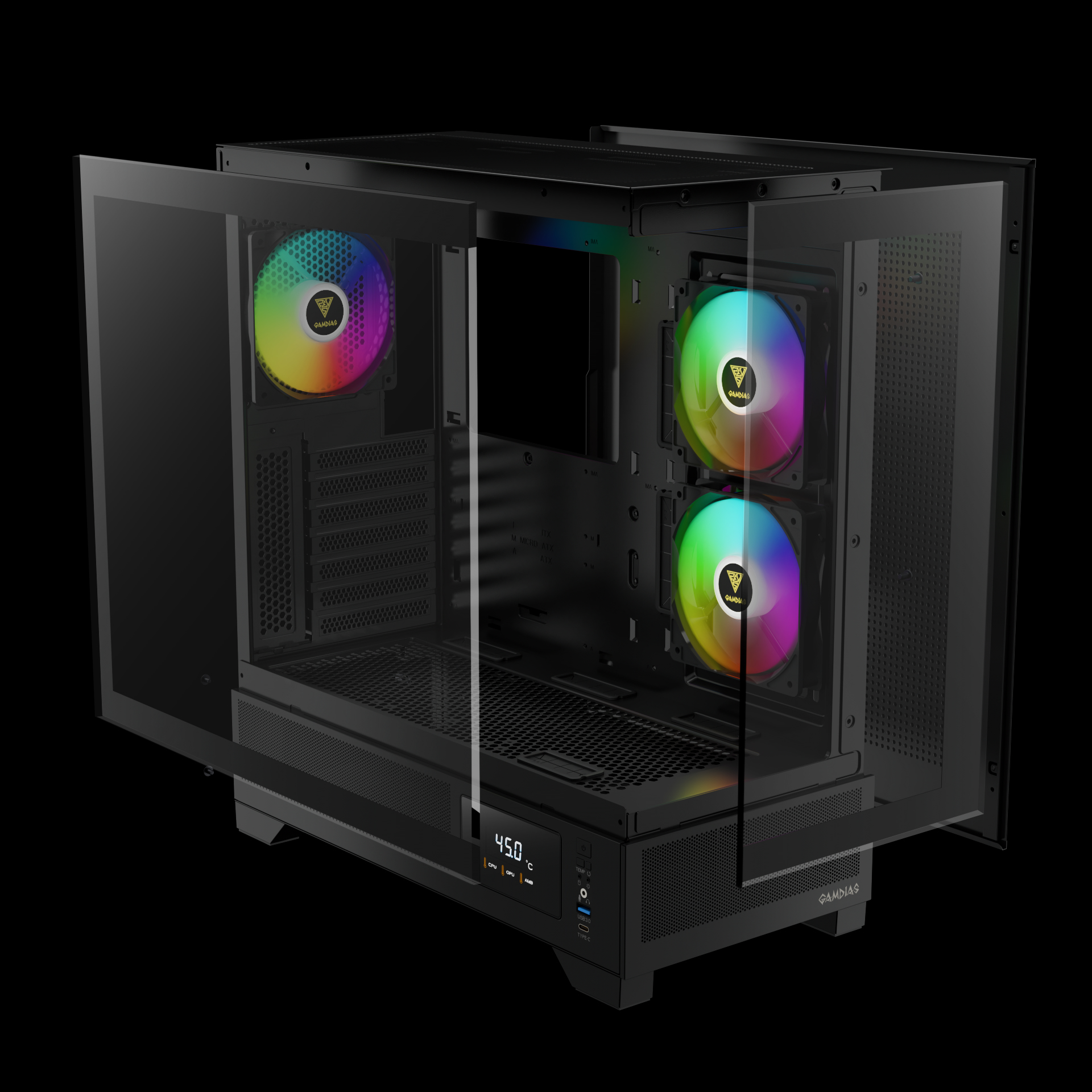 GAMDIAS ATLAS M1 ARGB Mid Tower Gaming Case - Black