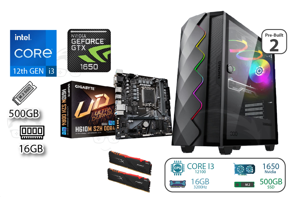 Pre-Built PC 2 - CORE i3 12th GEN / NVIDIA GTX 1650 / 16GB RAM