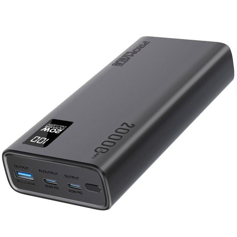 Promate Bolt-20PD, Power Bank 20000mAh, Ultra-Slim Portable Charger, 20W