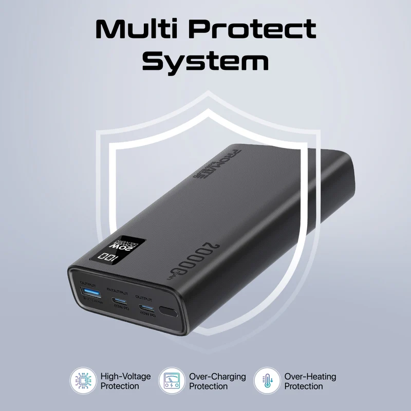 Promate Bolt-20PD, Power Bank 20000mAh, Ultra-Slim Portable Charger, 20W